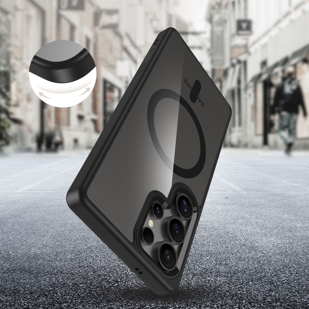 Tech-Protect Samsung Galaxy S25 Ultra MagMat Σκληρή Θήκη με Πλαίσιο Σιλικόνης και MagSafe - Black / Διάφανη