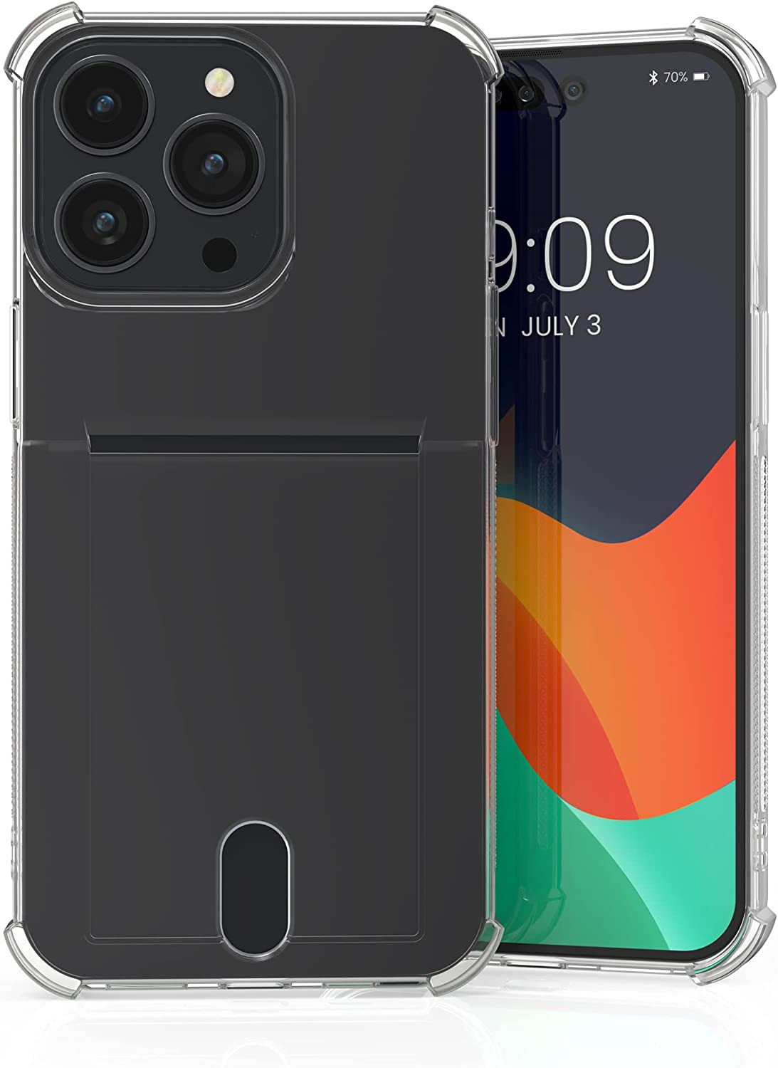 KW iPhone 14 Pro Max Θήκη Σιλικόνης TPU με Υποδοχή για Κάρτα / Φωτογραφία - Διάφανη - 61580.03