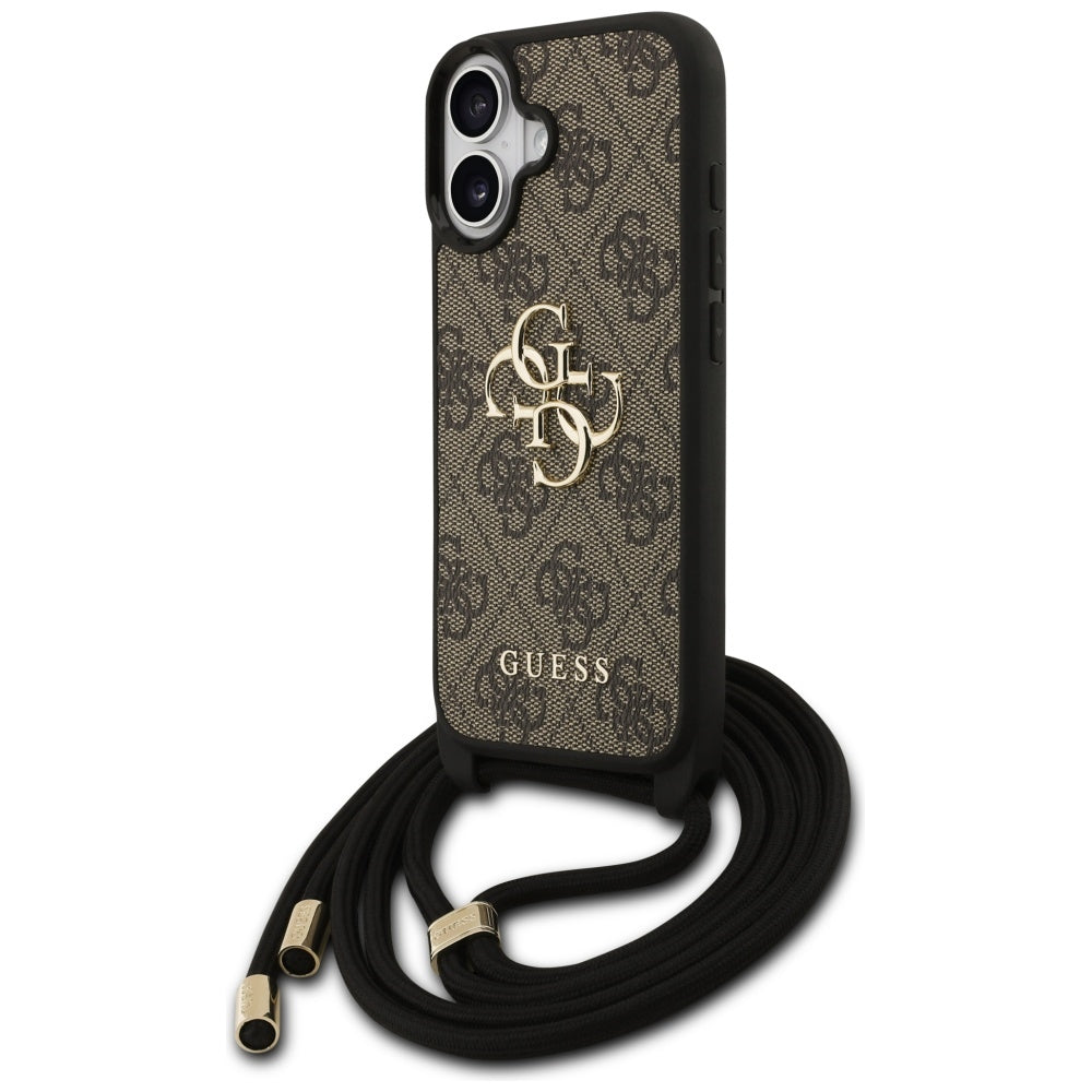 Guess iPhone 17 - 4G Big Logo Cord Stap Crossbody - Θήκη με Επένδυση Συνθετικού Δέρματος και Λουράκι - Brown - GUHCP17SP4GMGCRW