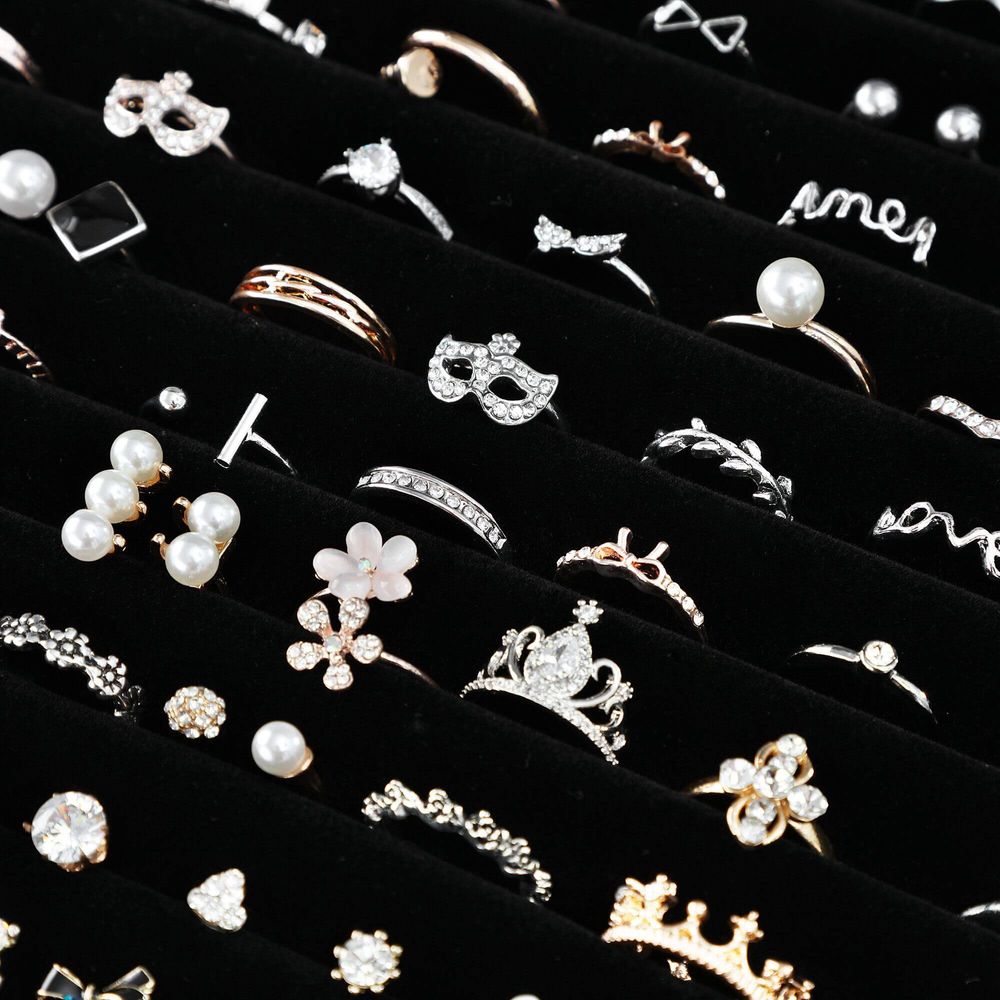 Songmics Κουτί Κοσμημάτων για Δαχτυλίδια - Black - JDS301