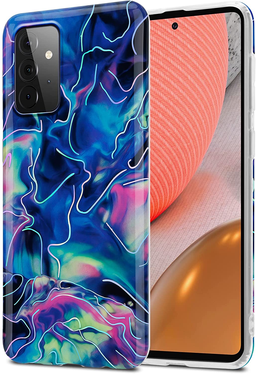 Cadorabo Samsung Galaxy A72 / A72 5G Θήκη Σιλικόνης TPU - Design Marble No.17 Mosaic Pattern - Pink / Blue / Marble