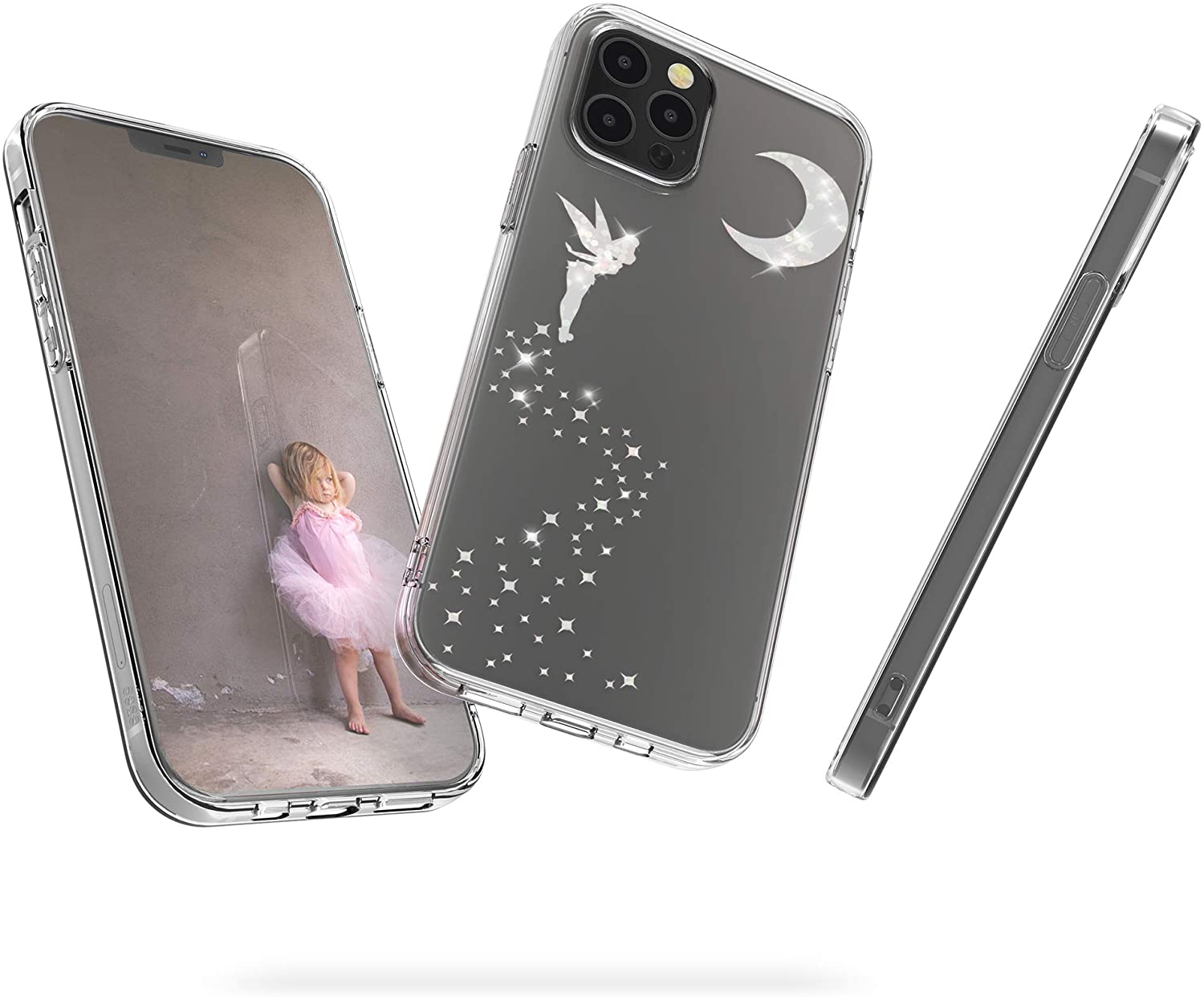 KW iPhone 12 / iPhone 12 Pro Θήκη Σιλικόνης TPU Design Glittery Fairy - Διάφανη / Silver - 53035.03