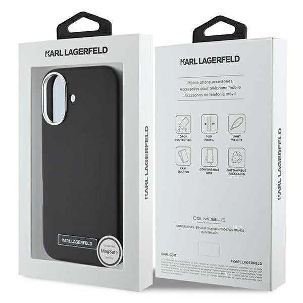 Karl Lagerfeld iPhone 16 Plus - FW Metal Plate MagSafe Σκληρή Θήκη με Επένδυση Συνθετικού Δέρματος - Black - KLHMP16MPGMSRPK