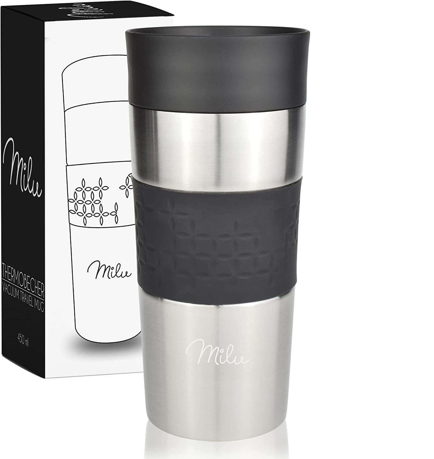 Milu T2 Κούπα Θερμός Από Ανοξείδωτο Ατσάλι - 100% Στεγανή - 350 ml - Black - 5043
