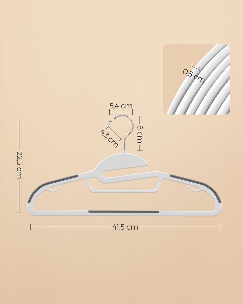 Songmics Σετ με 50 Πλαστικές Κρεμάστρες Ρούχων - White / Dark Grey - CRP041W04