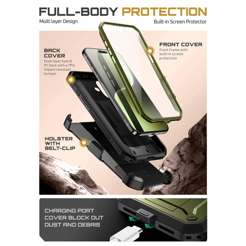 Supcase iPhone 17 - Unicorn Beetle Pro - Σκληρή Θήκη με Προστασία Οθόνης και Stand - Green