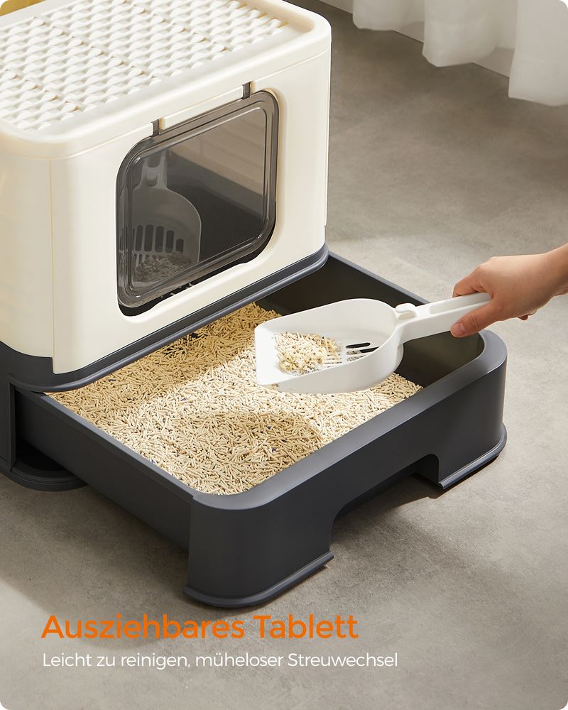 Feandrea Κλειστή Τουαλέτα Γάτας με Συρτάρι - Beige / Dark Grey - PPT001W01