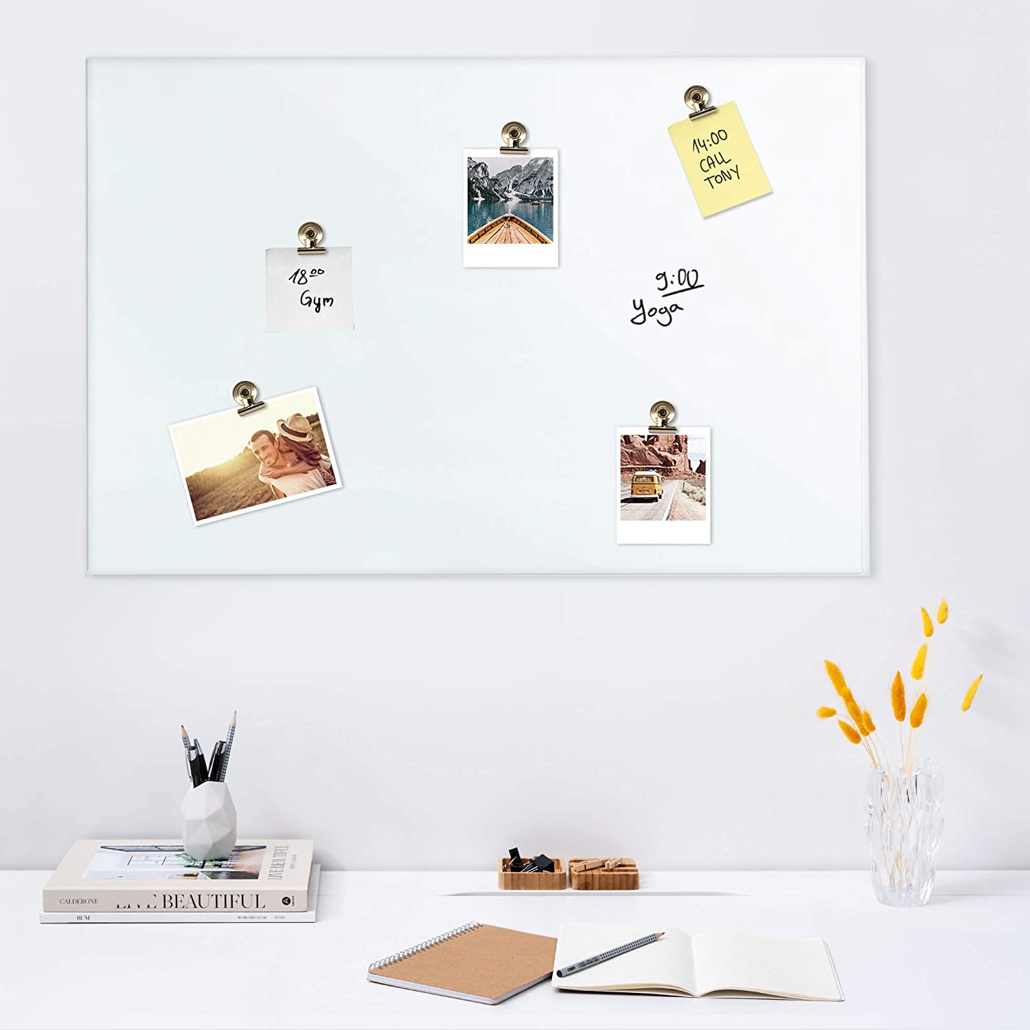 Navaris Μαγνητάκια για το Ψυγείο και για Πίνακα με Κλιπ - Σετ 15 τεμαχίων - Gold - 48475.21.15