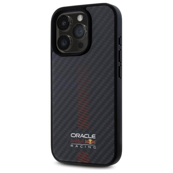 Red Bull iPhone 15 Pro Max - Carbon Fiber Power Bar - MagSafe Σκληρή Θήκη με Πλαίσιο Σιλικόνης - Black - RBHMP15X24CFGSMK