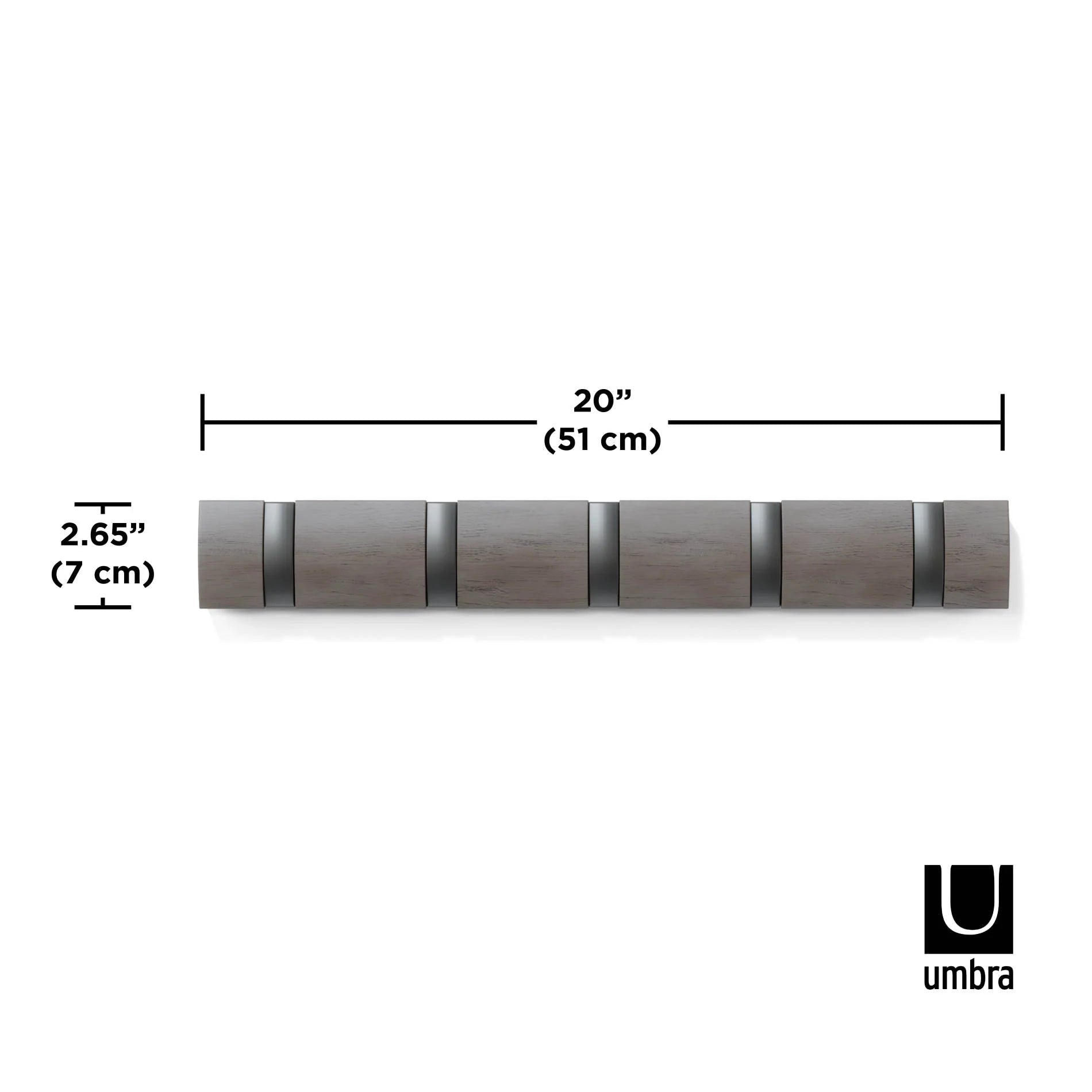 Umbra Επιτοίχια Ξύλινη Κρεμάστρα με 5 Γάντζους - Flip - Grey / Pewter