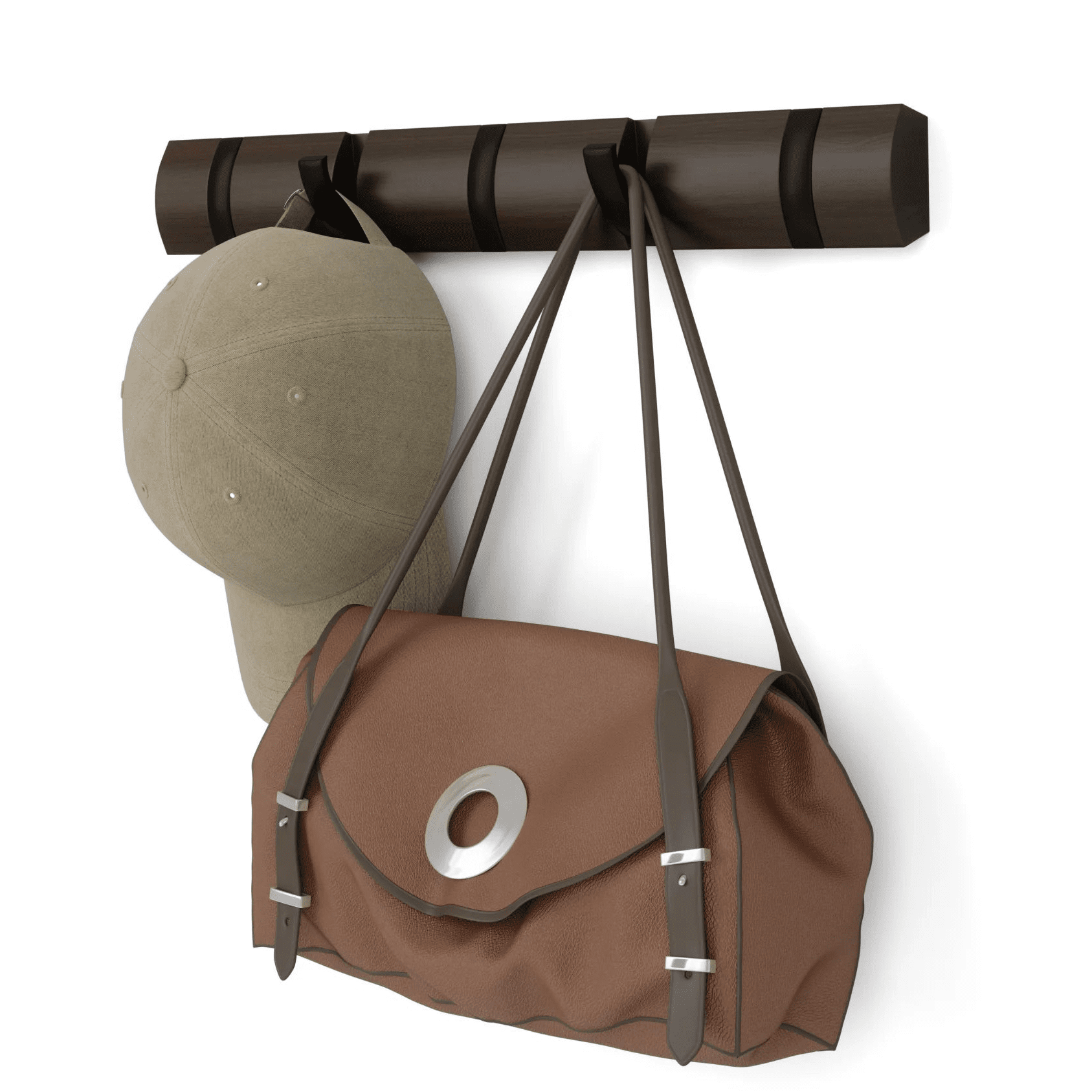 Umbra Επιτοίχια Ξύλινη Κρεμάστρα με 5 Γάντζους - Flip - Walnut / Black