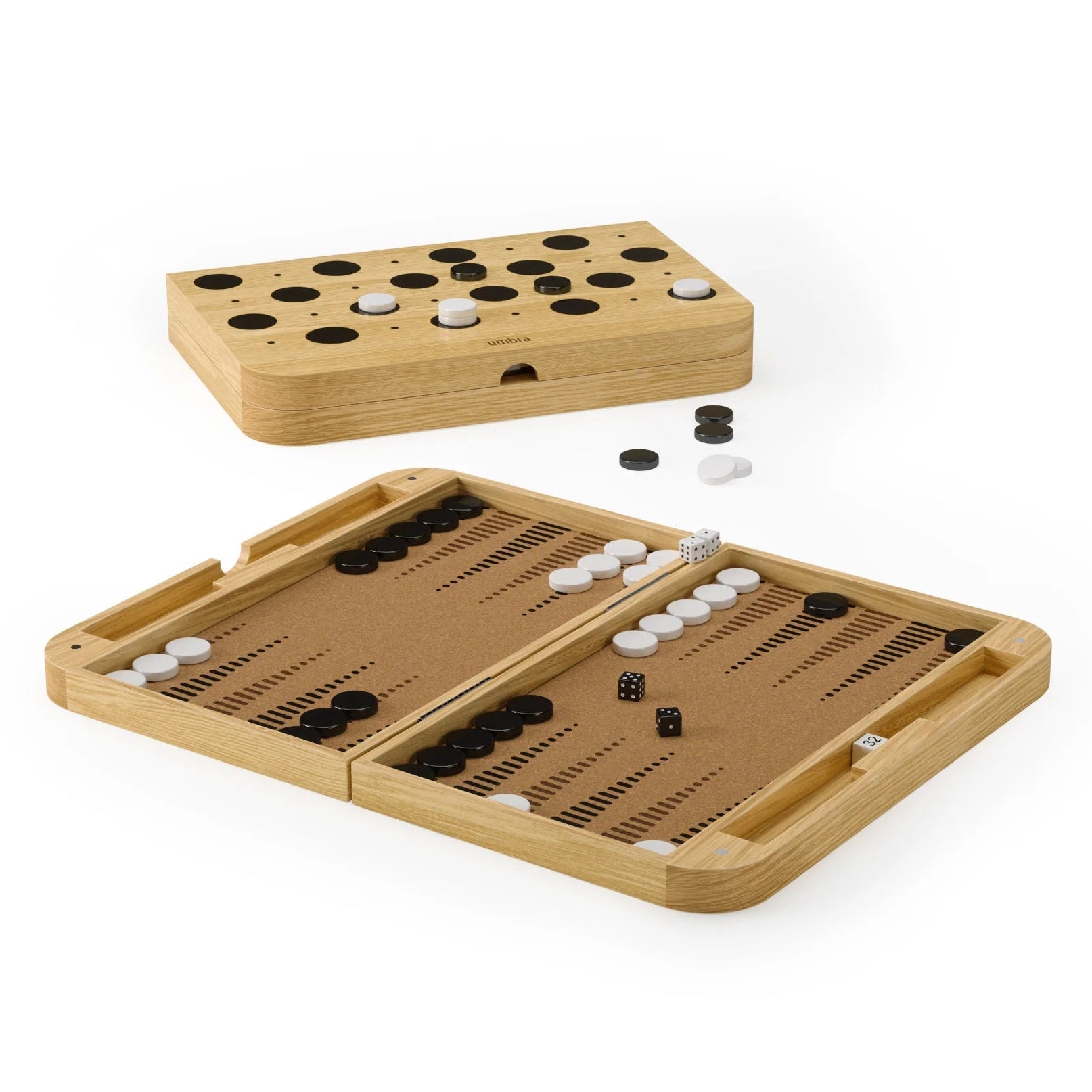 Umbra Επιτραπέζιο Ξύλινο Παιχνίδι 2 σε 1 Τάβλι και Ντάμα - Blitz - Natural