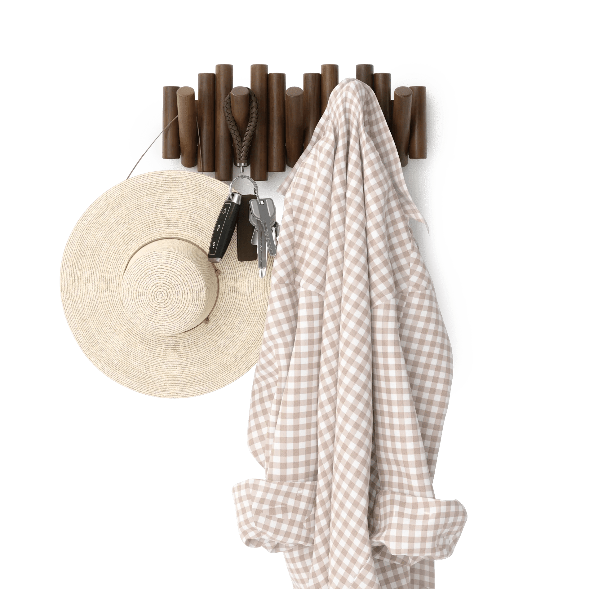 Umbra Ξύλινη Επιτοίχια Κρεμάστρα με 5 Αναδιπλούμενους Γάντζους - Picket - Aged Walnut