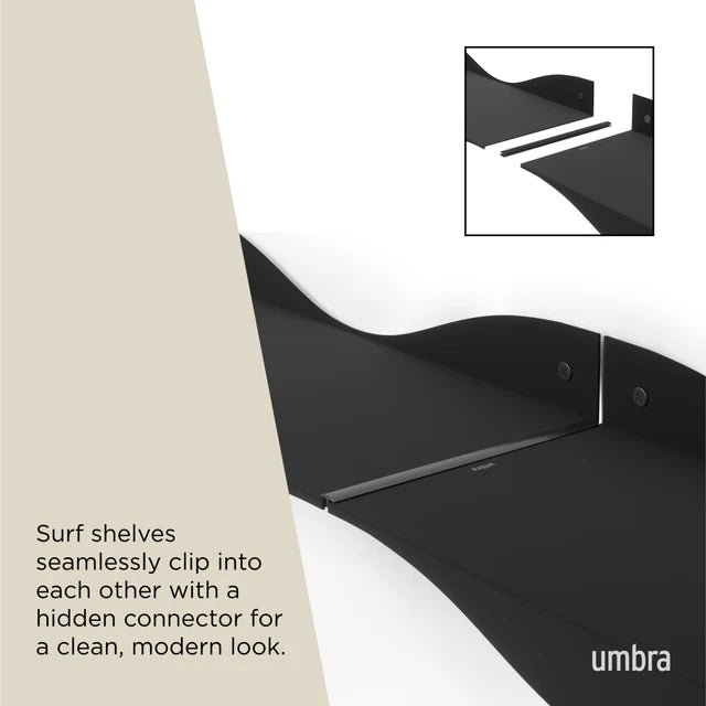 Umbra Σετ με 2 Επιτοίχια Μεταλλικά Ράφια - Surf Shelf - Black