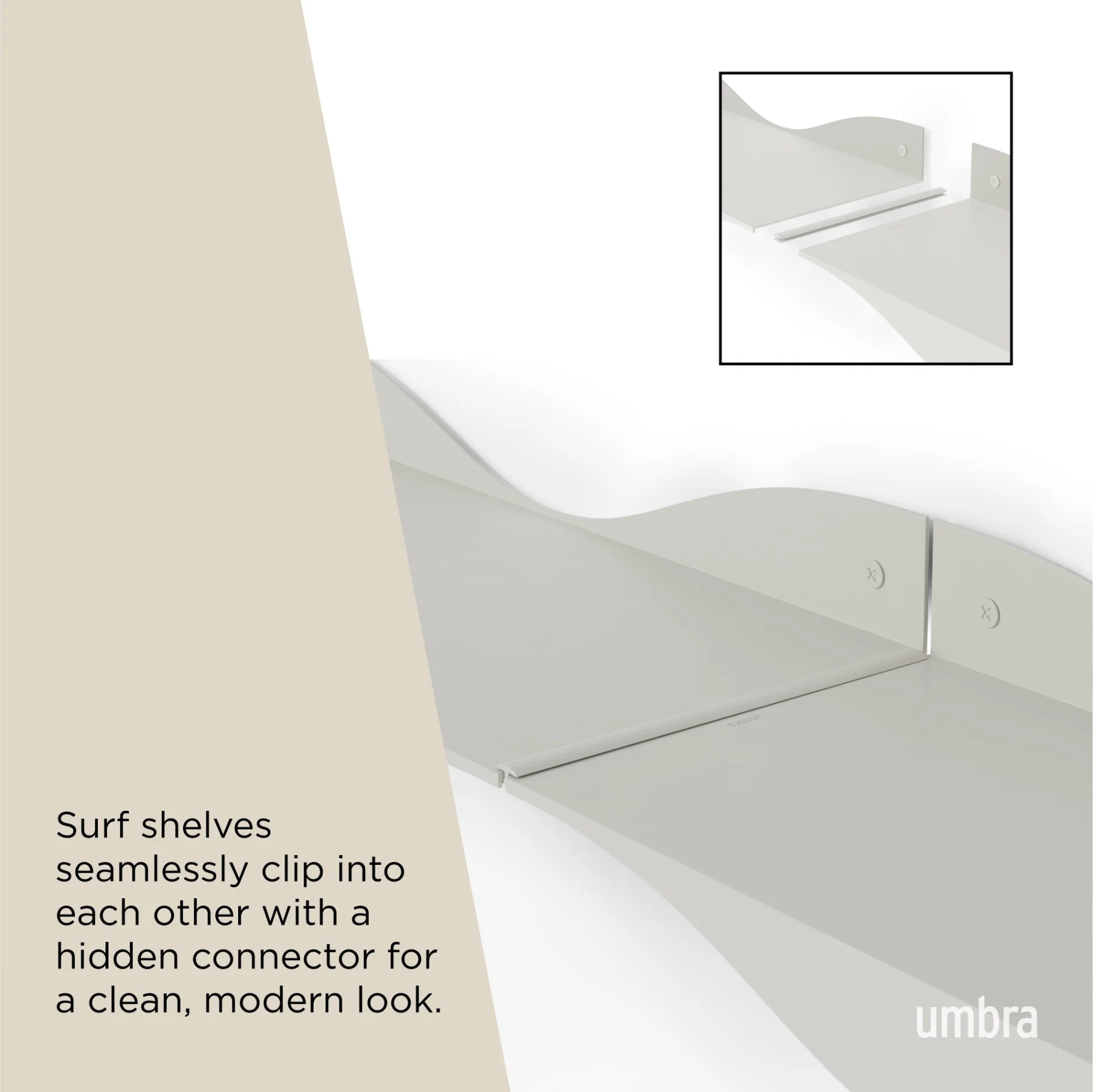 Umbra Σετ με 2 Επιτοίχια Μεταλλικά Ράφια - Surf Shelf - Sand