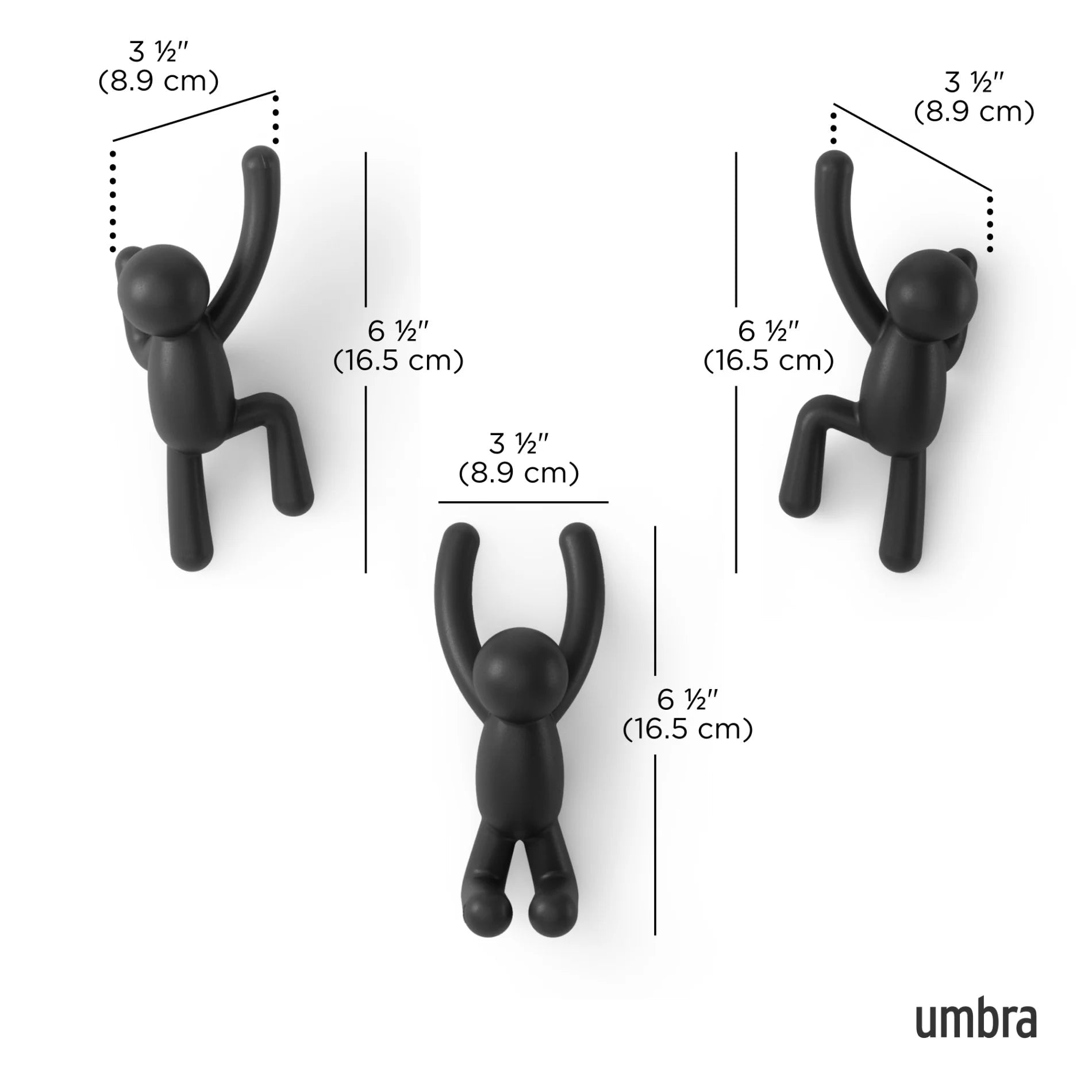 Umbra Σετ με 3 Κρεμάστρες Τοίχου - Buddy - Black
