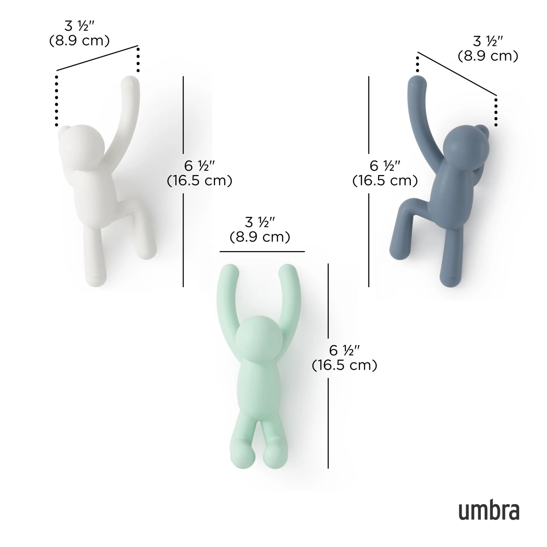 Umbra Σετ με 3 Κρεμάστρες Τοίχου - Buddy - Multi Colored
