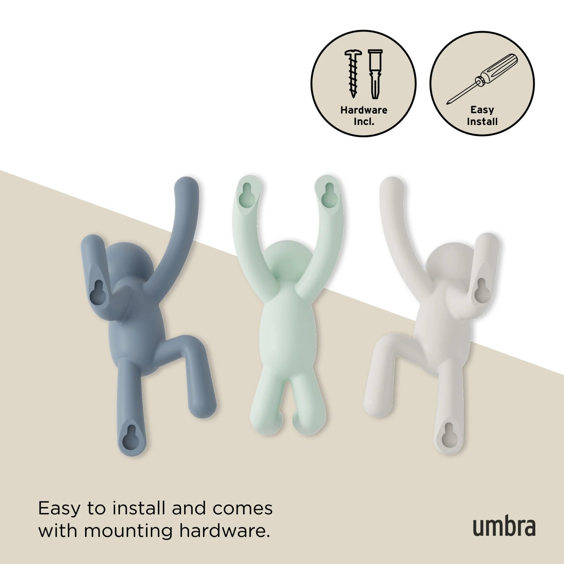Umbra Σετ με 3 Κρεμάστρες Τοίχου - Buddy - Multi Colored
