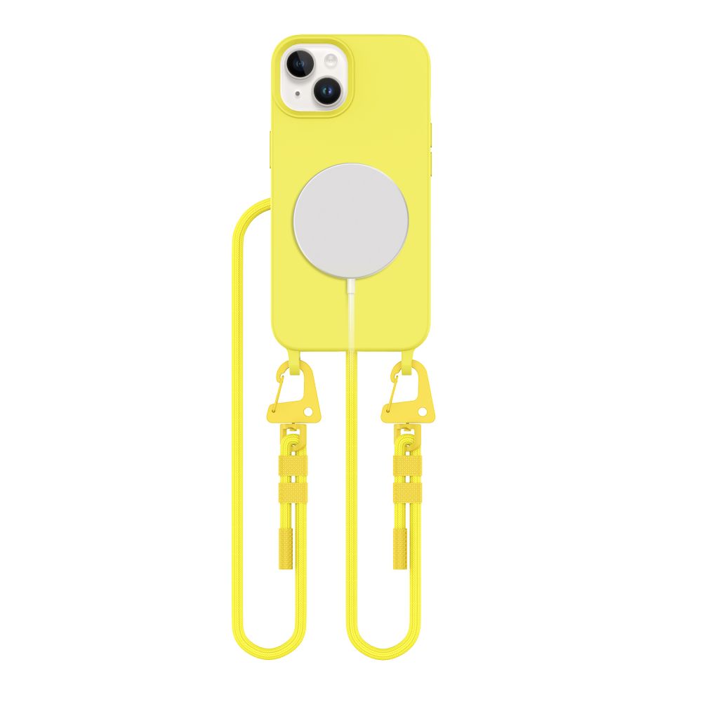 Tech-Protect iPhone 15 MagNecklace - MagSafe Θήκη Σιλικόνης TPU με Pυθμιζόμενο Αποσπώμενο Κορδόνι - Canary Yellow