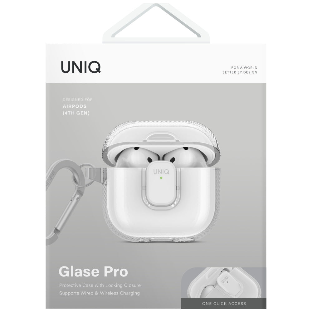 Uniq AirPods 4 Θήκη Σιλικόνης - Glase Pro Lock Case - Διάφανη
