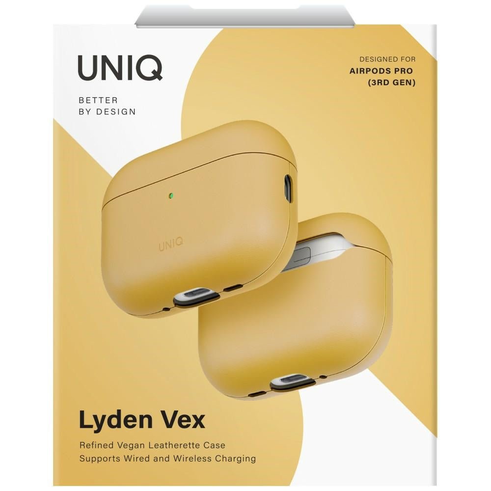Uniq AirPods Pro 3 - Θήκη με Επένδυση Συνθετικού Δέρματος - Lyden Vex - Yellow