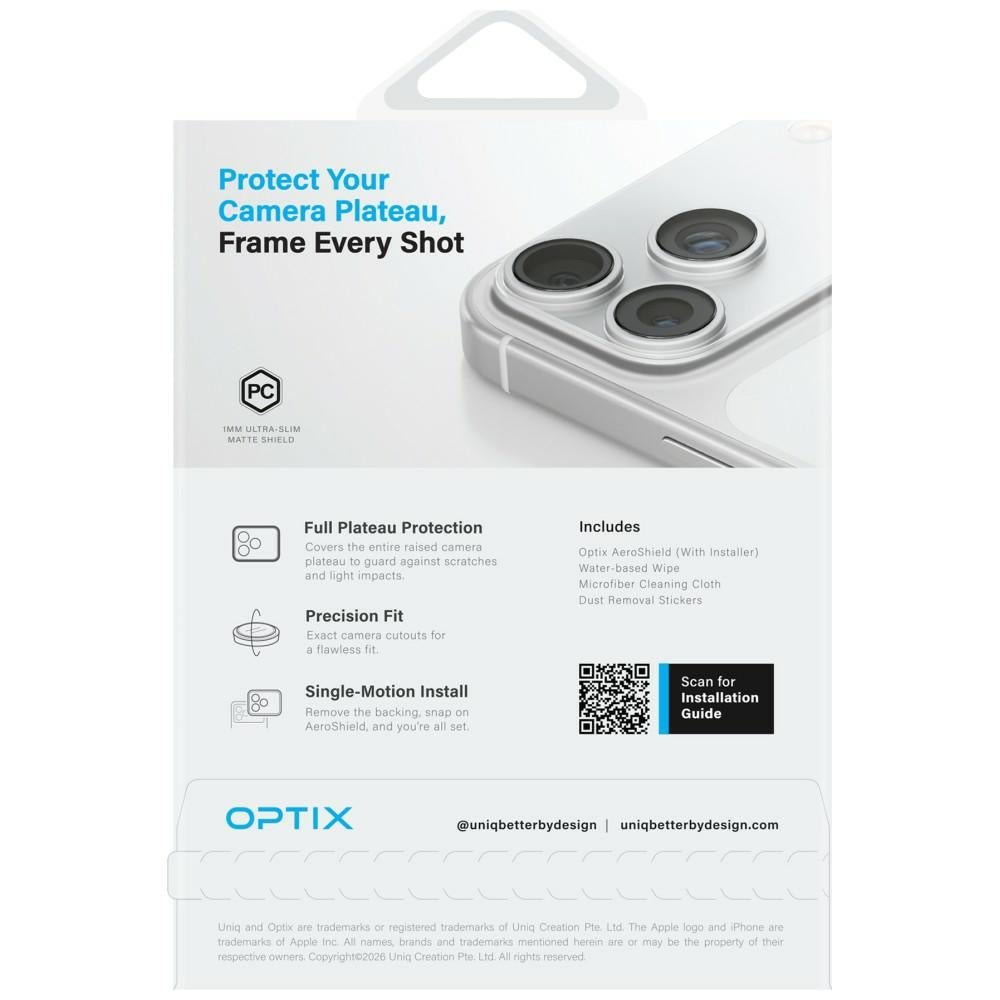 Uniq iPhone 17 Pro Max - Προστατευτικό Πλαισίου Κάμερας Χωρίς Προστασία Φακών - Optix Aeroshield - Clear