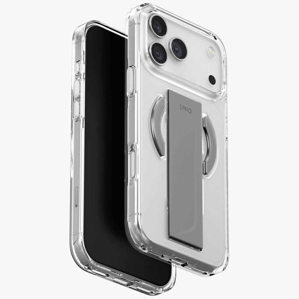 Uniq iPhone 17 Pro Max - Σκληρή Θήκη με Πλαίσιο Σιλικόνης με MagSafe και Eνσωματωμένη Λαβή FlexGrip - Heldro Air - Clear