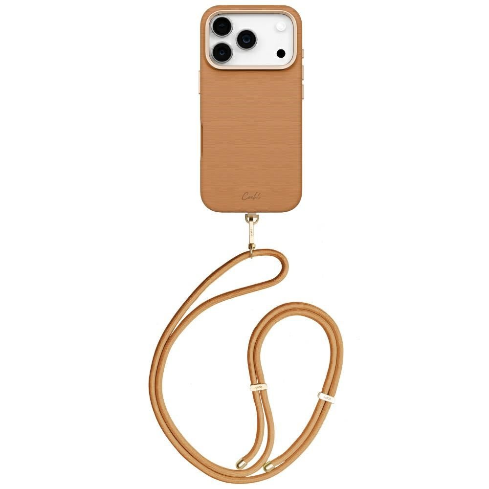 Uniq iPhone 17 Pro - Σκληρή Θήκη MagSafe με Επένδυση από Οικολογικό Δέρμα και Λουράκι - Coehl Mirelle - Brown