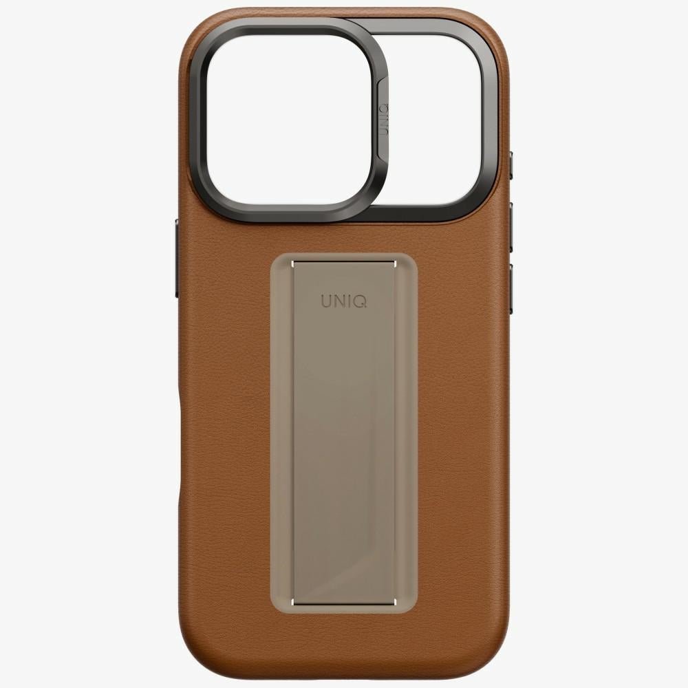Uniq iPhone 17 Pro - Σκληρή Θήκη με Επένδυση Οικολογικού Δέρματος με Eνσωματωμένη Λαβή FlexGrip και Stand - Heldro Pro Magclick - Caramel