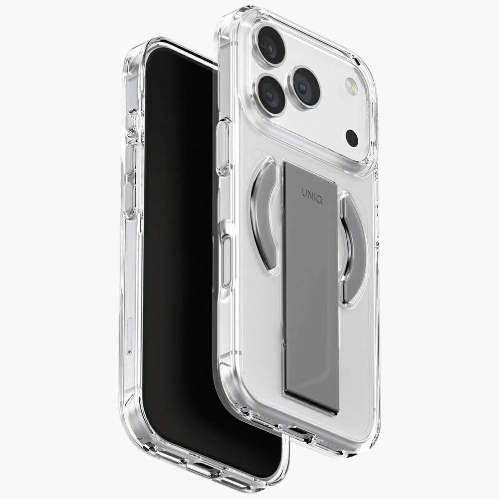 Uniq iPhone 17 Pro - Σκληρή Θήκη με Πλαίσιο Σιλικόνης με MagSafe και Eνσωματωμένη Λαβή FlexGrip - Heldro Air - Clear