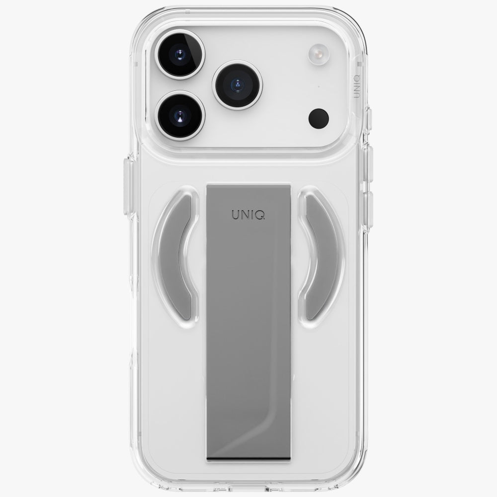 Uniq iPhone 17 Pro - Σκληρή Θήκη με Πλαίσιο Σιλικόνης με MagSafe και Eνσωματωμένη Λαβή FlexGrip - Heldro Air - Clear