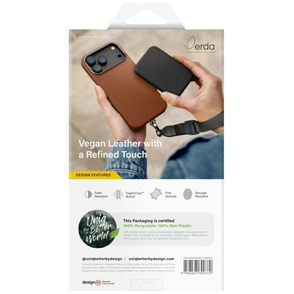 Uniq iPhone 18 Pro Max / iPhone 17 Pro Max - Σκληρή Θήκη με Επένδυση Συνθετικού Δέρματος MagSafe - Lyden MagClick - Frost Blue