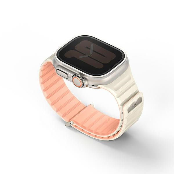 Uniq Λουράκι Apple Watch 8/9/10/11 - SE (1/2/3) - Ultra (1/2/3) – 44/45/46/49mm Μαγνητικό Σιλικόνης Διπλής Όψης - Revix Evo - Pink / Ivory