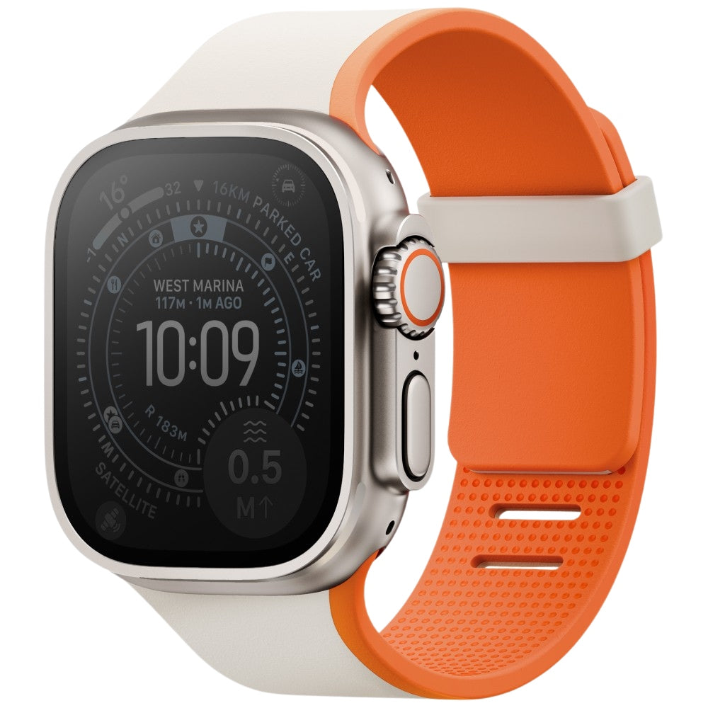 Uniq Λουράκι Apple Watch 8/9/10/11 - SE (1/2/3) - Ultra (1/2/3) – 44/45/46/49mm Μαγνητικό Σιλικόνης Διπλής Όψης - Revix IV - Grey / Orange