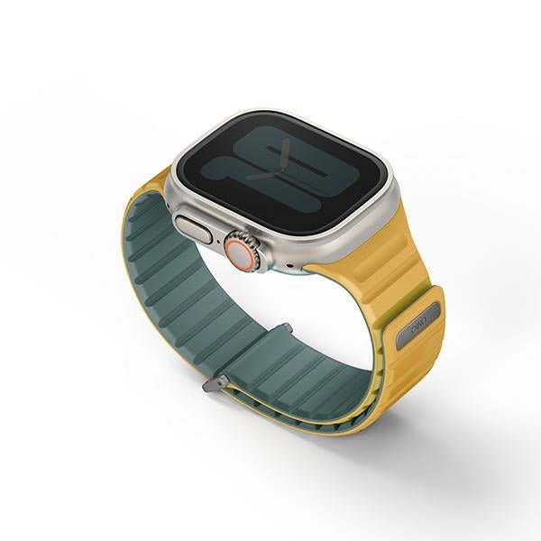 Uniq Λουράκι Apple Watch 8/9/10/11 - SE (1/2/3) - Ultra (1/2/3) – 44/45/46/49mm Revix Evo Μαγνητικό Σιλικόνης Διπλής Όψης - Green / Yellow