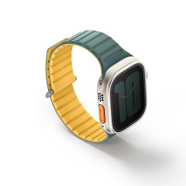 Uniq Λουράκι Apple Watch 8/9/10/11 - SE (1/2/3) - Ultra (1/2/3) – 44/45/46/49mm Revix Evo Μαγνητικό Σιλικόνης Διπλής Όψης - Green / Yellow