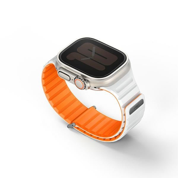 Uniq Λουράκι Apple Watch 8/9/10/11 - SE (1/2/3) - Ultra (1/2/3) – 44/45/46/49mm Revix Evo Μαγνητικό Σιλικόνης Διπλής Όψης - Orange / White