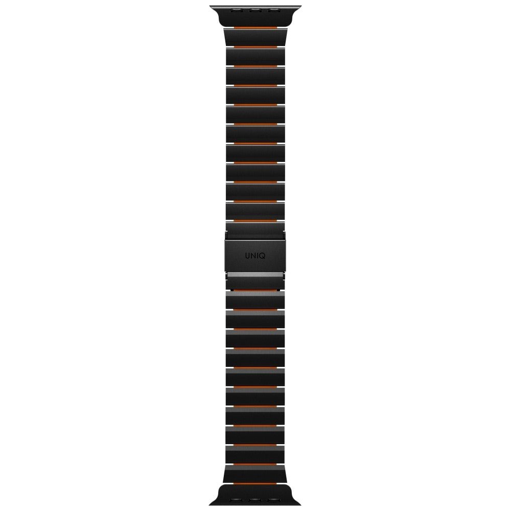 Uniq Λουράκι Apple Watch 8/9/10/11 - SE (1/2/3) - Ultra (1/2/3) – 44/45/46/49mm Strova Flex από Ανοξείδωτο Ατσάλι - Black / Orange