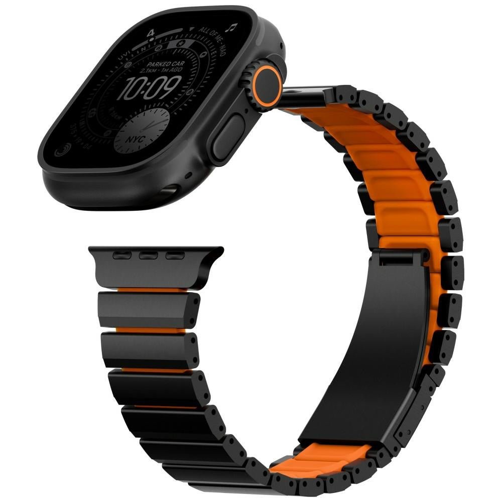 Uniq Λουράκι Apple Watch 8/9/10/11 - SE (1/2/3) - Ultra (1/2/3) – 44/45/46/49mm Strova Flex από Ανοξείδωτο Ατσάλι - Black / Orange