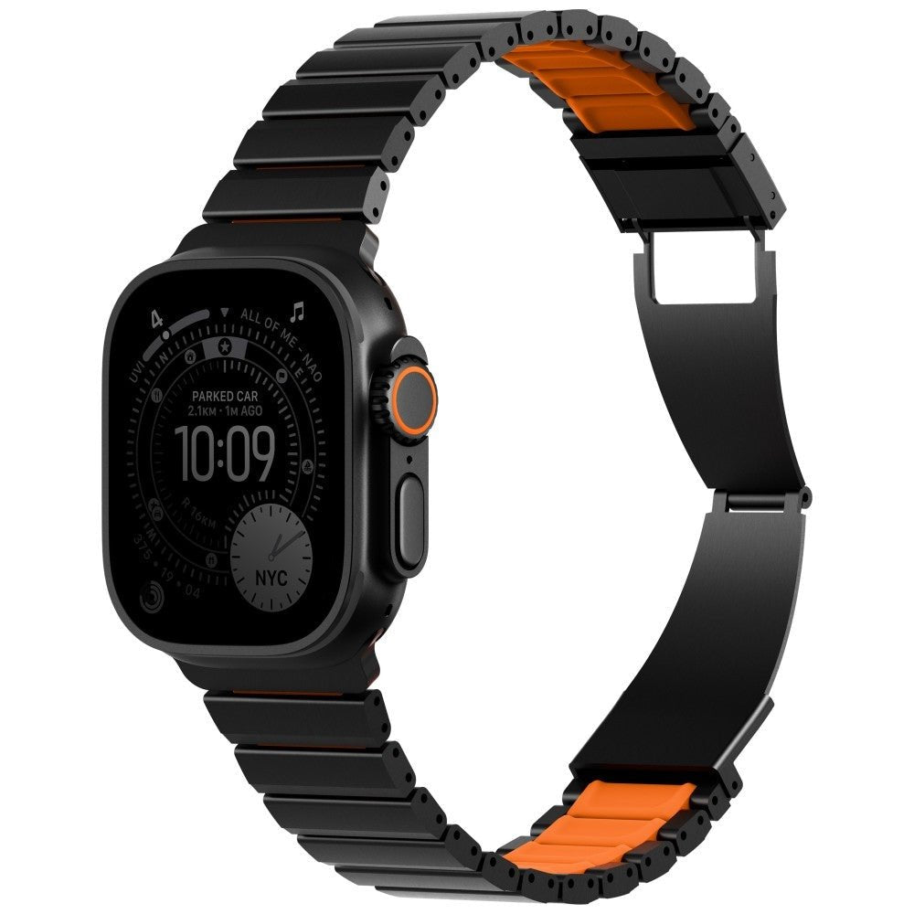 Uniq Λουράκι Apple Watch 8/9/10/11 - SE (1/2/3) - Ultra (1/2/3) – 44/45/46/49mm Strova Flex από Ανοξείδωτο Ατσάλι - Black / Orange