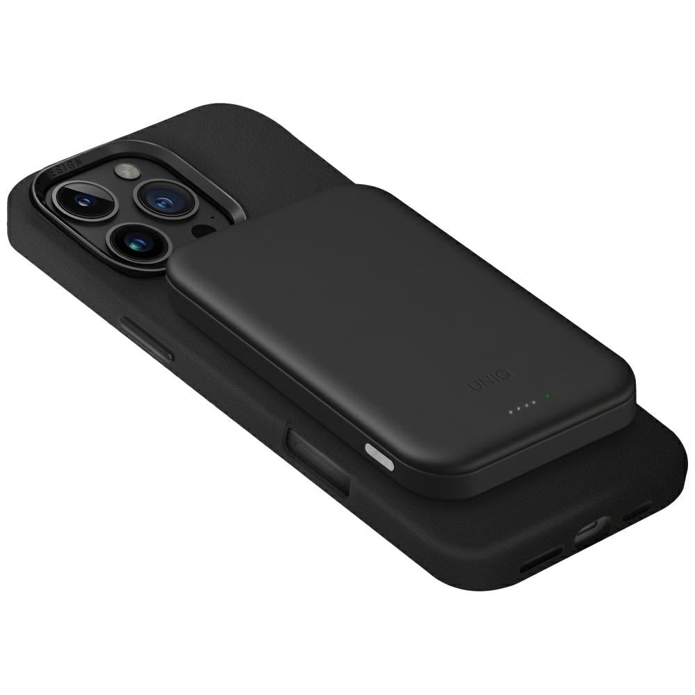 Uniq Lyden Lexa Magnetic - Ασύρματο MagSafe PowerBank Κινητού 5000mAh με Καλώδιο Type - C - Black