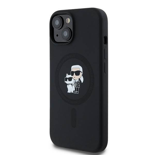 Karl Lagerfeld iPhone 13 / 14 / 15 - Silicone Karl and Choupette - Θήκη Σιλικόνης με MagSafe - Black - KLHMP15SSCMKCRHK