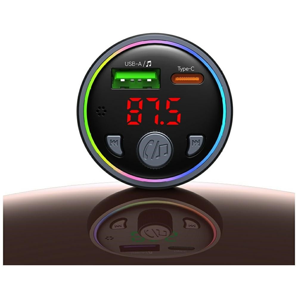 USAMS FM Transmitter με 1 Θύρα USB και 1 Θύρα USB - C για Αναπαραγωγή Μουσικής / Φόρτιση Κινητών στο Αυτοκίνητο - CC328 30W - Tarnish