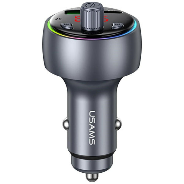 USAMS FM Transmitter με 1 Θύρα USB και 1 Θύρα USB - C για Αναπαραγωγή Μουσικής / Φόρτιση Κινητών στο Αυτοκίνητο - CC328 30W - Tarnish