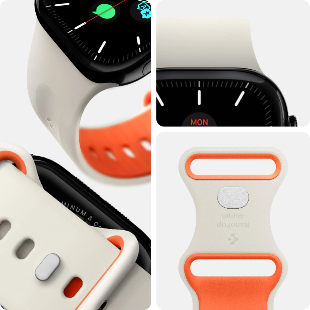Spigen Λουράκι Apple Watch 8/9/10/11 - SE (1/2/3) - Ultra (1/2/3) – 44/45/46/49mm Nano Pop Σιλικόνης - Orange / Beige