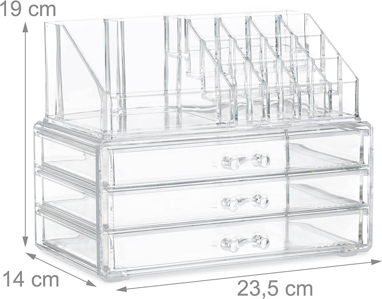 Relaxdays Ακρυλικός Οργανωτής Καλλυντικών με 3 Συρτάρια - Διάφανος - 4052025949358