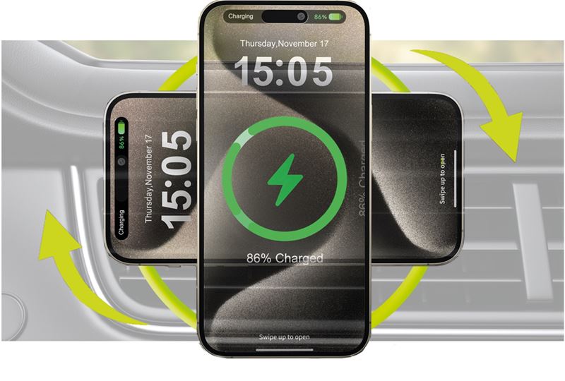 Mobile Origin MO3 Βάση Αυτοκινήτου Αεραγωγού με Ασύρματη Φόρτιση MagSafe 15W - Black