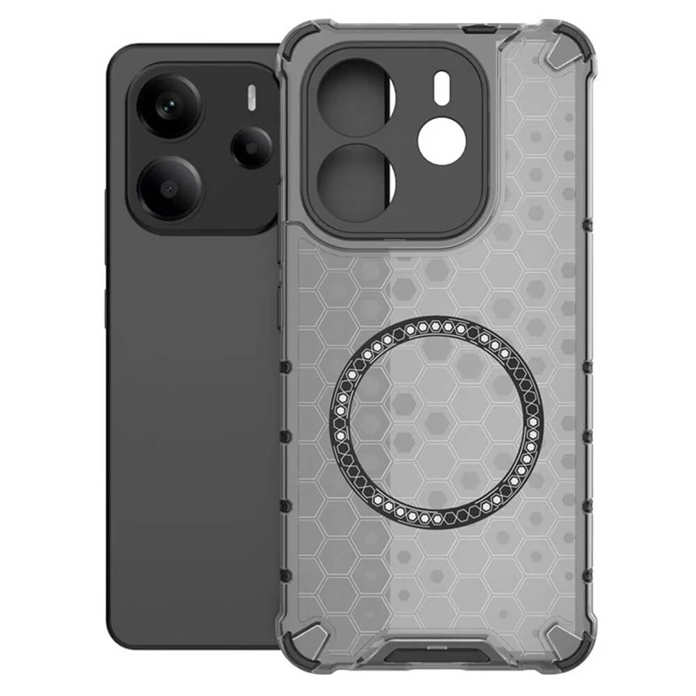 Techsuit Xiaomi Redmi Note 14 5G Honeycomb Shield MagSafe Σκληρή Θήκη με Πλαίσιο Σιλικόνης - Black
