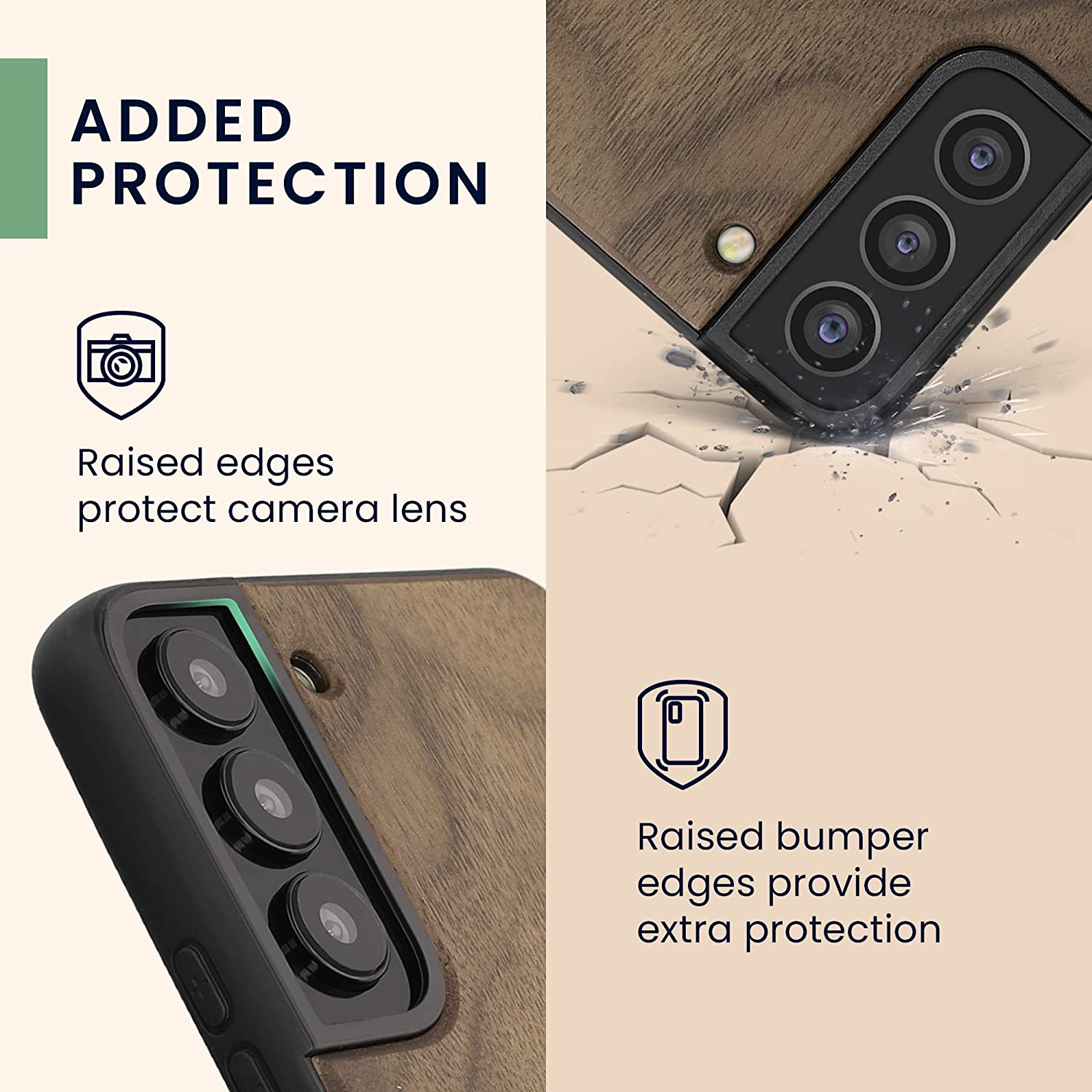 KW Samsung Galaxy S22+ Θήκη από Φυσικό Ξύλο - Design Navigational Compass - Dark Brown - 58305.02