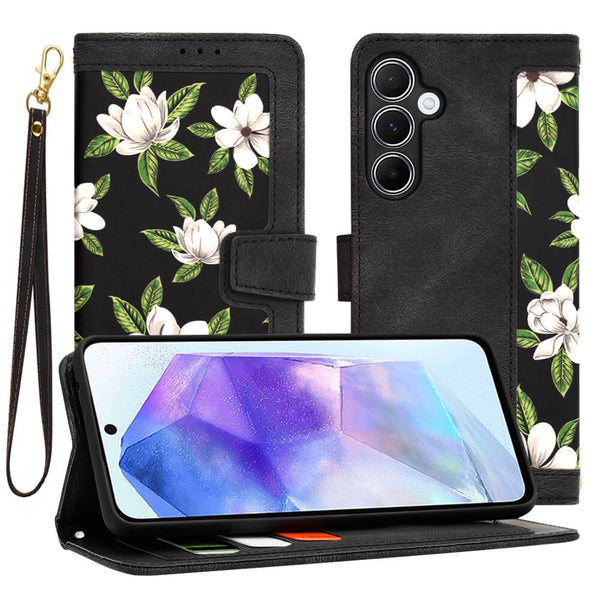 Techsuit Samsung Galaxy A55 5G - FlipCraft - Θήκη Πορτοφόλι από Δερματίνη - Flowers of the Dawn